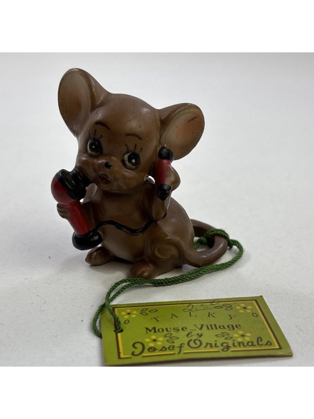Vintage Josef Originals Mouse Village "Talky" Figurine WITH TAGS Japan MINT
